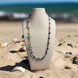 Artisan Made Waves of Blue Beaded Necklace